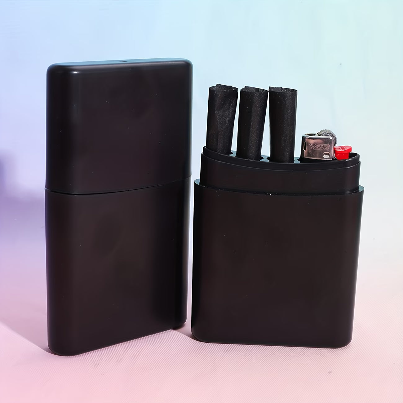 Black Smoking Set — Tray, Cigarette Case, Hand Grinder & Storage Tube