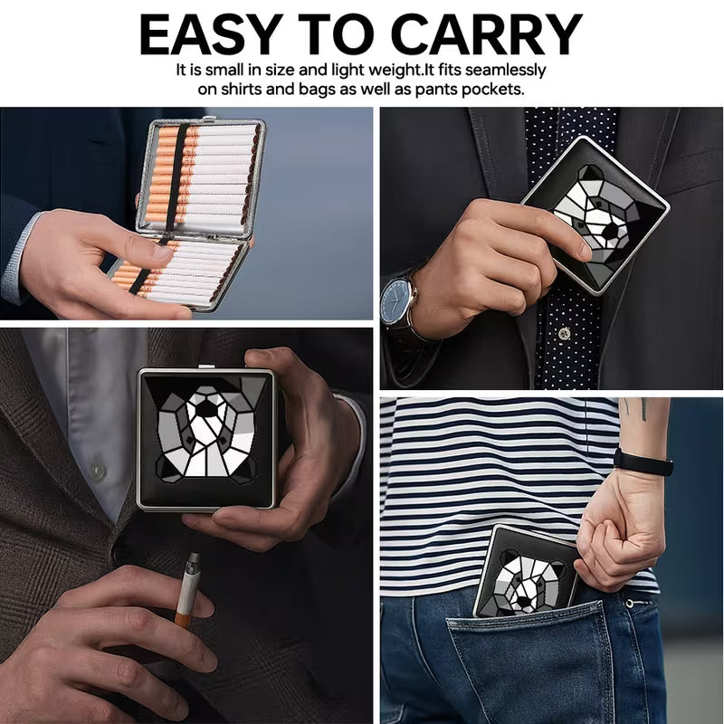 Geometric Panda Cigarette Case — 20-Count Magnetic Flip-Top Storage Box