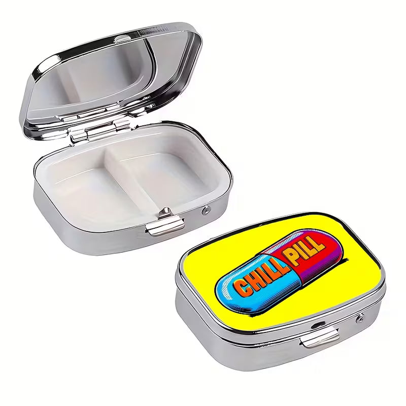 Exquisite Vintage Pill Box – Portable 2-Compartment Metal Medicine Case, Unique Pocket & Purse Gift