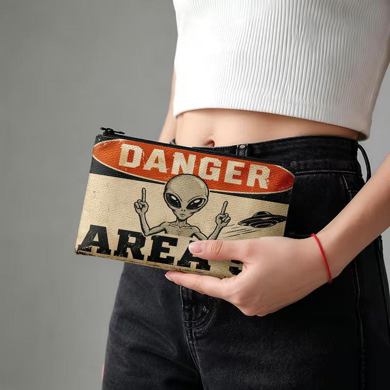 Double-Sided Alien Print Coin Purse – Lightweight Multi-Use Clutch for Earphones, Lipstick & Small Items, Great Unisex Gift