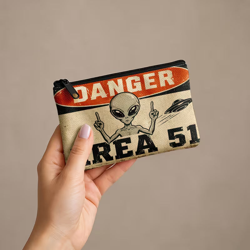 Double-Sided Alien Print Coin Purse – Lightweight Multi-Use Clutch for Earphones, Lipstick & Small Items, Great Unisex Gift