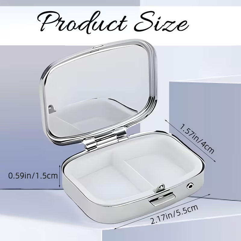 Exquisite Vintage Pill Box – Portable 2-Compartment Metal Medicine Case, Unique Pocket & Purse Gift