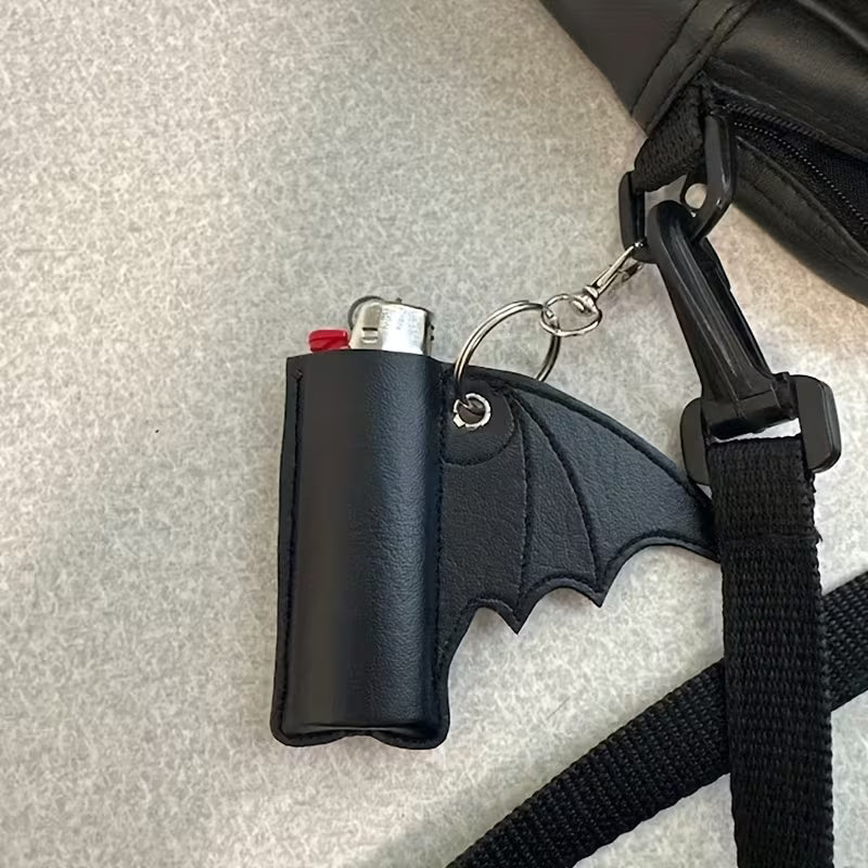 Black Demon Wing Lighter Case Keychain — EDC Protective Cover