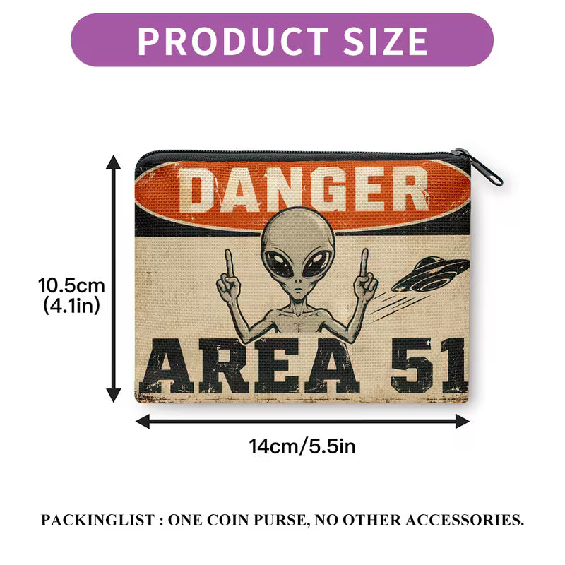 Double-Sided Alien Print Coin Purse – Lightweight Multi-Use Clutch for Earphones, Lipstick & Small Items, Great Unisex Gift