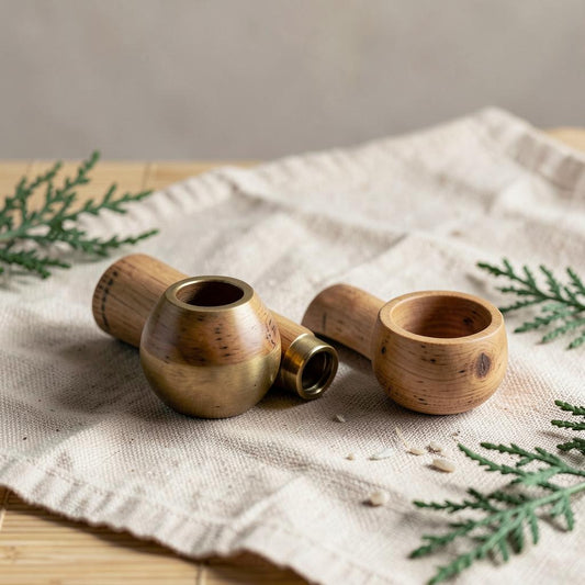 Brass and bamboo bowl and downstem set by PuffPanda