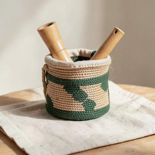 Woven jute carry pouch for bamboo bongs by PuffPanda