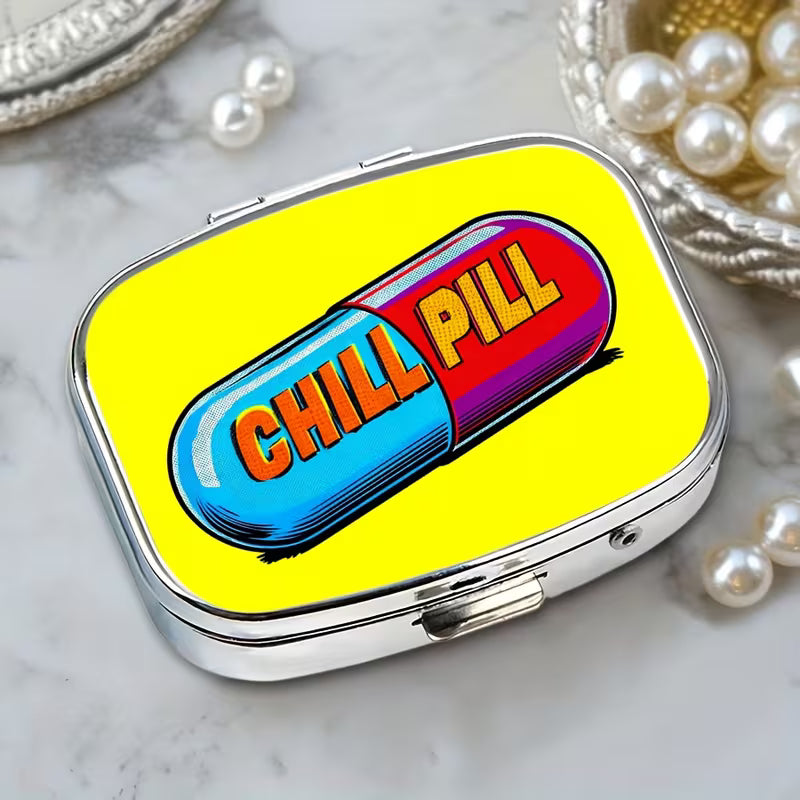 Exquisite Vintage Pill Box – Portable 2-Compartment Metal Medicine Case, Unique Pocket & Purse Gift
