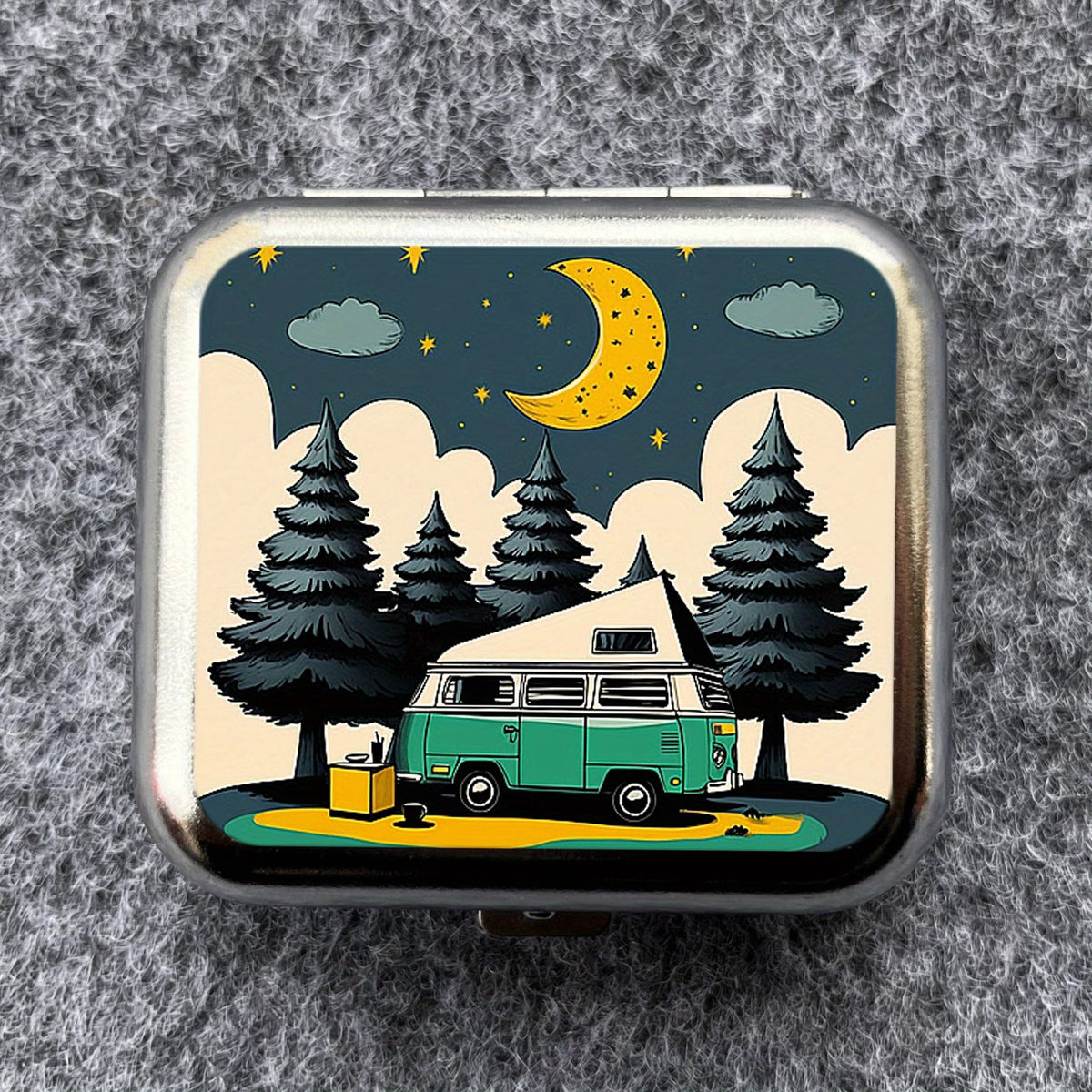 RV Travel Mini Metal Ashtray & Stash Box — Portable Pocket Container