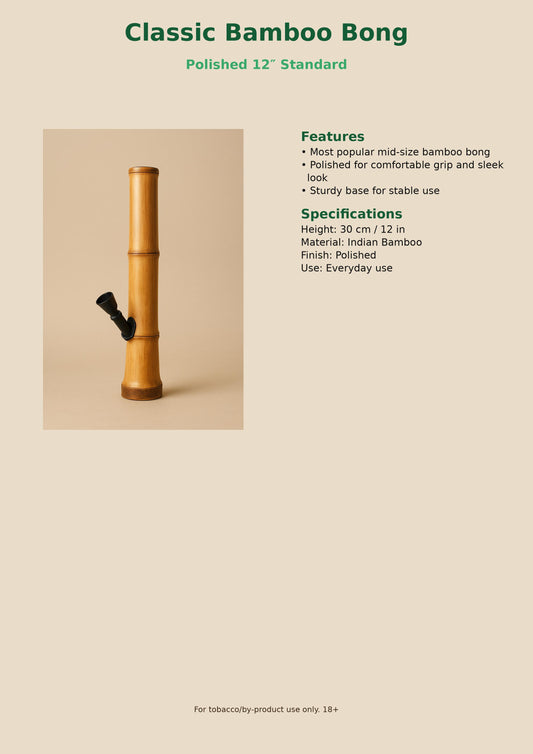 Classic 12 inch handmade bamboo bong by PuffPanda