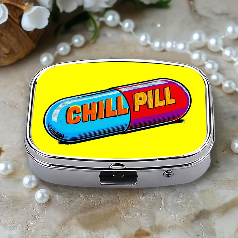 Exquisite Vintage Pill Box – Portable 2-Compartment Metal Medicine Case, Unique Pocket & Purse Gift