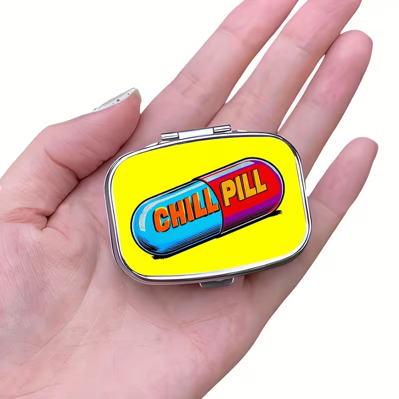 Exquisite Vintage Pill Box – Portable 2-Compartment Metal Medicine Case, Unique Pocket & Purse Gift