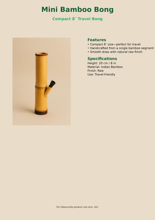 Mini 8 inch handmade bamboo bong by PuffPanda
