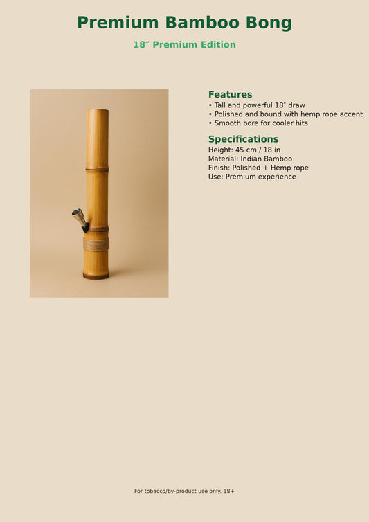 Premium 18 inch handmade bamboo bong by PuffPanda