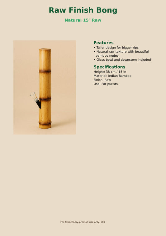 Raw 15 inch natural finish bamboo bong by PuffPanda